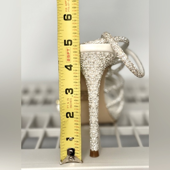 NIB Steve Madden Givinn Beaded Strappy‎ Stiletto Sandal Pearl Size 9 1/2 - Picture 9 of 10